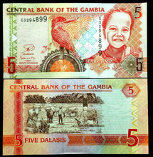 Load image into Gallery viewer, Gambia 5 Dalasis Banknote World Paper Money UNC Currency Bill Note