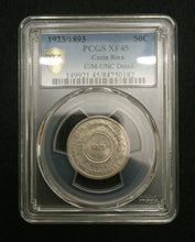 Load image into Gallery viewer, COSTA RICA 50 CENTIMOS 1923/1893 PCGS XF45 C/M UNC - DETAIL.