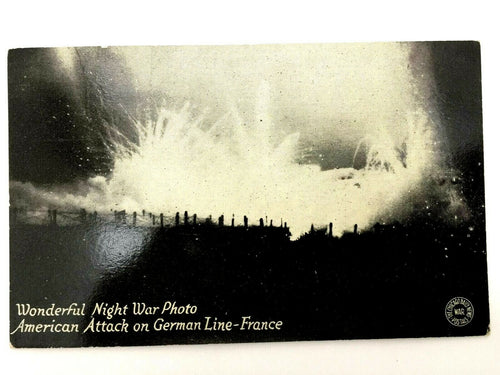 Antique WW1 Rare Postcard - American Attack on German Line - Historical Artifact - Collectors Couch