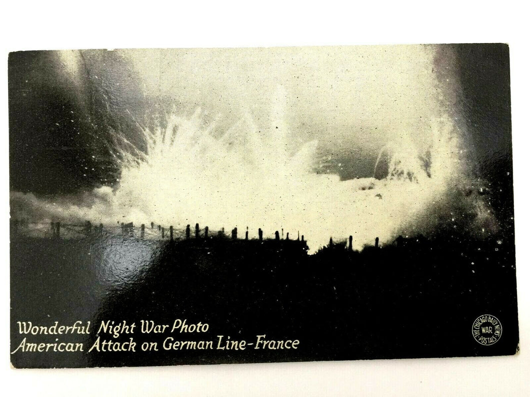 Antique WW1 Rare Postcard - American Attack on German Line - Historical Artifact