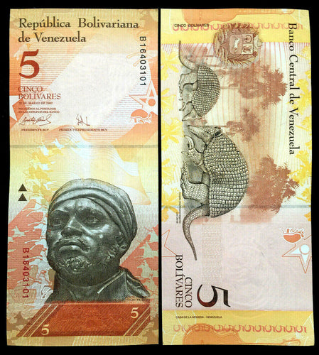 VENEZUELA 5 Bolivares, 2014, P-89, Pedro Cam World Paper Money UNC Currency Bill - Collectors Couch