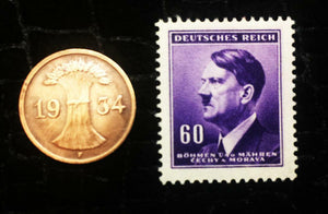 Authentic German WW2 Purple Stamp and Coin Historical WW2 Authentic Artifact