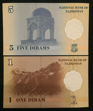 Load image into Gallery viewer, Tajikistan 1 5 20 50 Diram Banknote Set World Paper Money UNC Currency - Collectors Couch