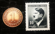 Load image into Gallery viewer, Authentic German WW2 Black Stamp and Antique German Coin - World War 2 Artifacts