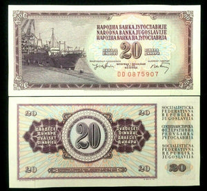 Yugoslavia 20 Dinar 1974 Banknote World Paper Money UNC Currency Bill