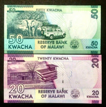 Load image into Gallery viewer, MALAWI 20 and 50 KWACHA Banknote World Paper Money UNC Currency Bill Notes