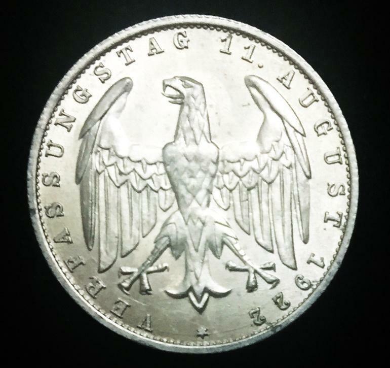 Historical Antique German - 3 Mark Coin-1922 A BERLIN - Hold a piece of History - Collectors Couch