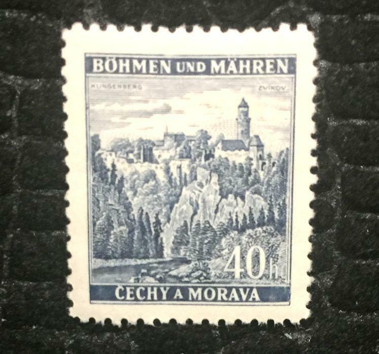 Rare Old Antique Authentic WWII German Bohmen Unused Stamp - 40h