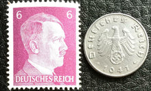 Load image into Gallery viewer, Rare WW2 German 5 Reichspfennig Coin &amp; Unused 6Pf Stamp Authentic Artifacts - Collectors Couch