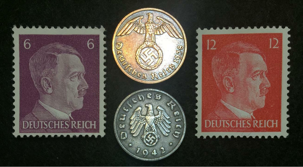 Rare WW2 German Coins & Unused Stamps World War 2 Authentic Artifacts
