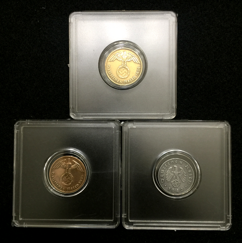 ✯ German WW2 Rare Coins ✯ 1 Pf Copper, 1 Pf Zinc , 5 Pf Brass ✯ Great Investment - Collectors Couch