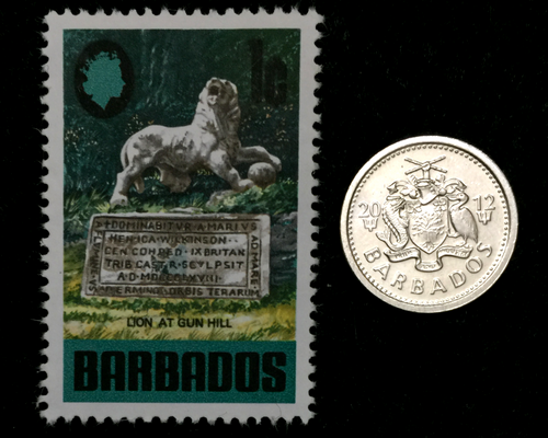 Barbados Collection - Unused Barbados Stamp & 10 Cent Coin - Educat. Gift - Collectors Couch