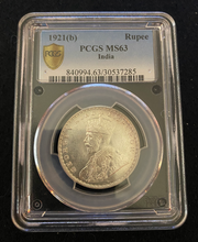 Load image into Gallery viewer, British India 1921 B George Rupee PCGS MS 63