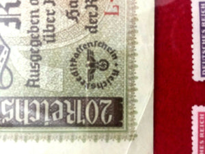 Authentic Rare German 20 Mark Bill & German 2 Mark Silver Coin & Stamps - Collectors Couch