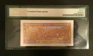 Guinea 100 Francs Banknote World Paper Money UNC PMG EPQ 66 Gem - L1