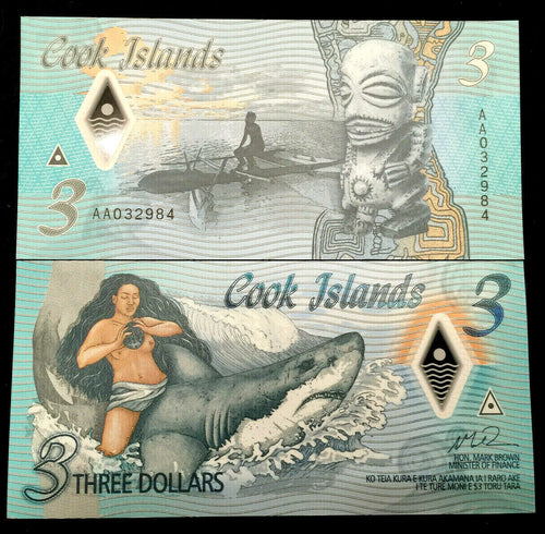 COOK ISLANDS 3 Dollars Polymer 2021 World Paper Money UNC Currency - Collectors Couch