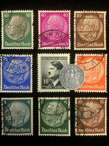 Rare Old WWII German War Coin One Reichspfennig & Stamps World War 2 Artifact - Collectors Couch