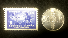Load image into Gallery viewer, Spain Collection - Unused Spain Stamp &amp; New 50 CTS Coin - Educational Gift