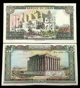 Lebanon 50 Livres 1988 Banknote World Paper Money UNC Currency Bill Note