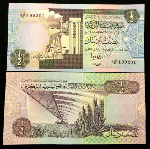 Libya 1/2 Dinar 1991 Banknote World Paper Money UNC Currency Bill Note - Collectors Couch