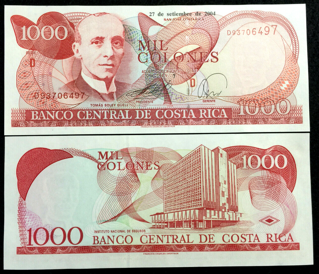 Costa Rica 1000 Colones 2004 Banknote World Paper Money UNC Currency Bill