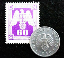 Load image into Gallery viewer, Authentic WW2 German 5 Reichspfennig &amp; Unused Stamp - Historical Artifacts