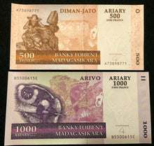 Load image into Gallery viewer, Madagascar 100 200 500 1000 Ariary 2004 Banknote Set World Paper Money UNC