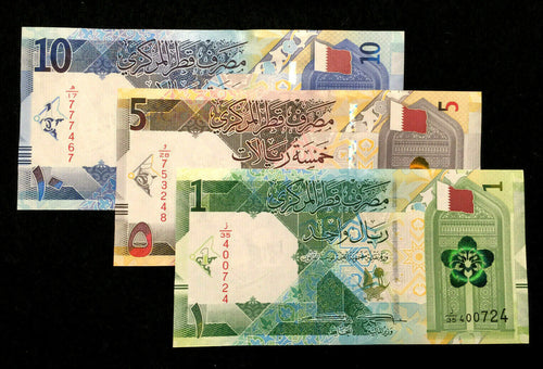 Qatar 1 5 10 Riyal 2020 Banknote Set World Paper Money UNC Currency Bill Notes - Collectors Couch