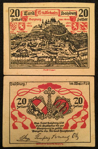Austria 20 Heller 1920 P-130 World Paper Money AUNC - 100 Yrs Old - Collectors Couch