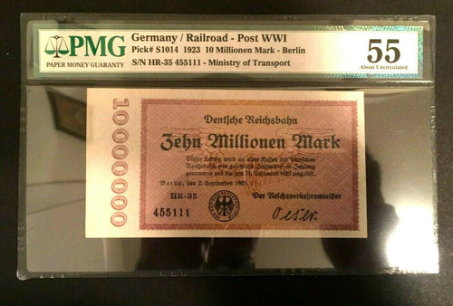 Antique Rare Historical 10 MILLION Mark Berlin 1923 - PMG About UNC