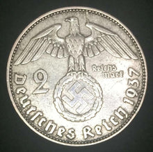 Load image into Gallery viewer, German WW2 Rare Old 2 and 5 Reichsmark  SILVER Coins with EAGLE