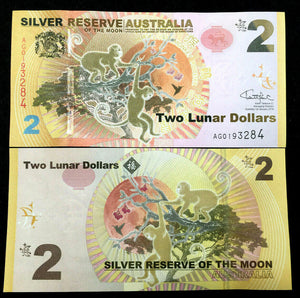 Australia 2 Lunar Dollars Silver Reserve 2016 World Paper Money UNC Currency - Collectors Couch
