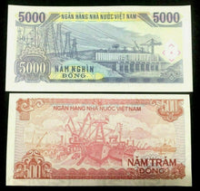Load image into Gallery viewer, Vietnam 500 and 5000 Dongs UNC - Authentic Crisp Unused Vietnam Bills - Collectors Couch