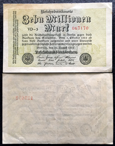 Germany 10 MILLION Mark 1923 Banknote - 99 Years Old