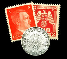 Load image into Gallery viewer, Authentic Rare Old German WWII Coin and Stamps - Hold a Piece of WWII History