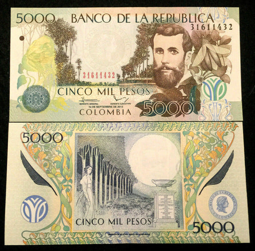 Colombia 5000 Pesos 2013 Banknote World Paper Money UNC Currency Bill Note - Collectors Couch