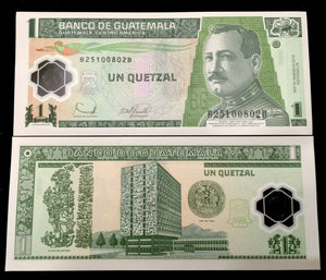 Guatemala 1 Quetzales Polymer Banknote World Paper Money UNC Currency Bill Note