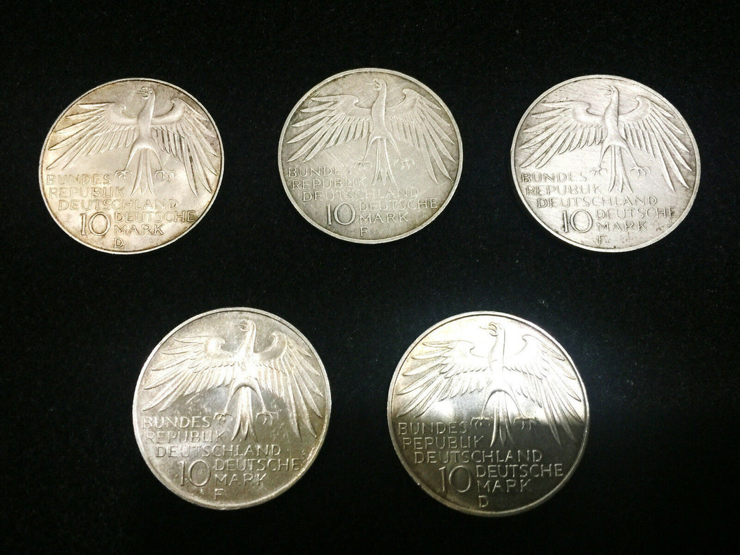 Vintage German,Germany 10 Mark 1972 Munchen Olympic Games Five SILVER Coin Set 2