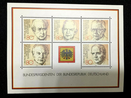Germany 1982 Unused Mint Sheet PRESIDENTS HEUSS LUBKE HEINEMANN SCHEEL - Collectors Couch