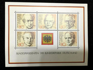 Germany 1982 Unused Mint Sheet PRESIDENTS HEUSS LUBKE HEINEMANN SCHEEL