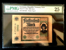 Load image into Gallery viewer, Rarest Historical 5000 German Marks 16/09/1922 - Uncirculated PMG Certified