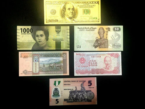 Uncirculated Lot of Egypt, Nigeria, Indonesia, Vietnam, Mangolia Bills & Bonus - Collectors Couch