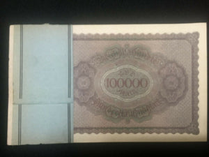 Authentic Bundle of 20 - 100,000 German Marks - 1923 Uncirculated Consecutive - Collectors Couch