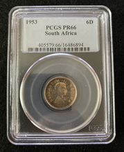 Load image into Gallery viewer, South Africa 6 Pence 1953 PCGS PR66