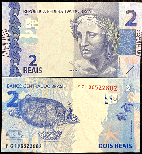 Brazil 2 Reais ND 2010 Banknote World Paper Money UNC Currency Bill - Collectors Couch