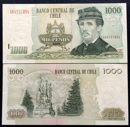 Chile 1000 Pesos 2009 P154 Banknote World Paper Money UNC Currency - Collectors Couch