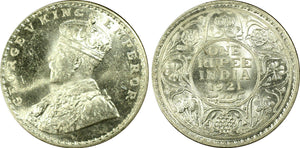 British India 1921 B George Rupee PCGS MS 63