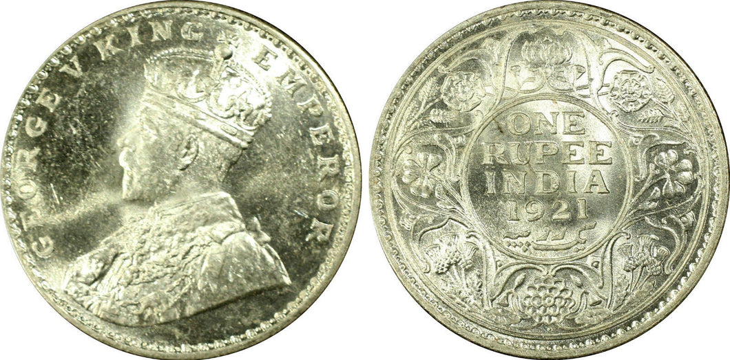 British India 1921 B George Rupee PCGS MS 63