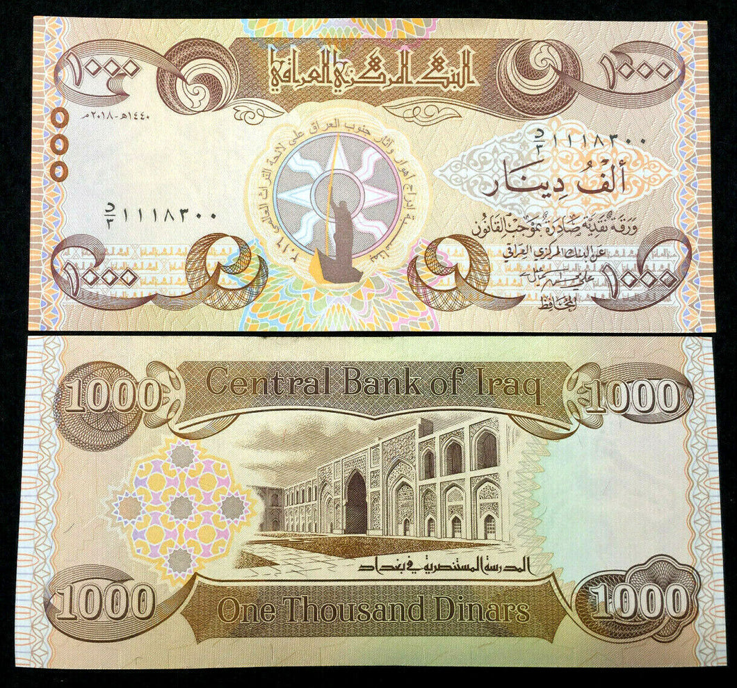 IRAQ 1000 Dinars Year 2018 World Paper Money UNC Bill