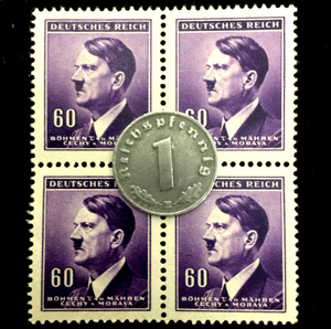 Rare WW2 German 1 Reichspfennig & Unused Stamps Authentic WW2 Artifacts